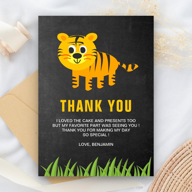 Tarjeta De Agradecimiento Fiesta de cumpleaños de niños de tigres malcriados (Subido por el creador)