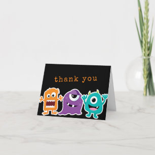 Tarjeta De Agradecimiento Fiesta de Cumpleaños de Niños Mezcla de Monstruos