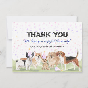 Tarjeta De Agradecimiento Fiesta de Cumpleaños de Perro Azul de Mascota Pers