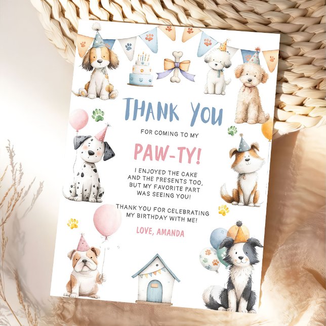 Tarjeta De Agradecimiento Fiesta de cumpleaños de perro Cumpleaños de cachor (Subido por el creador)