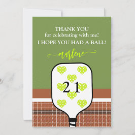 Tarjeta De Agradecimiento Fiesta de cumpleaños de Pickleball Paddle Foto de