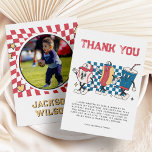 Tarjeta De Agradecimiento Fiesta de cumpleaños de Retro Baseball Vibes Boy<br><div class="desc">Tarjeta de agradecimiento de Retro Baseball Vibes Boy Birday Party</div>