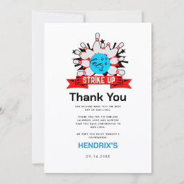 Tarjeta De Agradecimiento Fiesta de Cumpleaños de Retro Bowling Kids 1er año