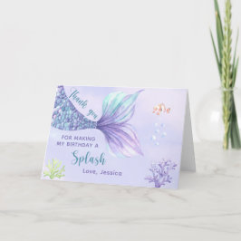 Tarjeta De Agradecimiento Fiesta de cumpleaños de sirena bajo el mar gracias