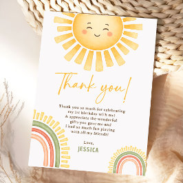 Tarjeta De Agradecimiento Fiesta de Cumpleaños de Sol y Arcoíris