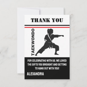 Tarjeta De Agradecimiento Fiesta de cumpleaños de Taekwondo, jugadora de Tae
