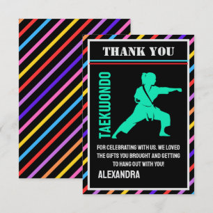 Tarjeta De Agradecimiento Fiesta de Cumpleaños de Taekwondo, Jugadora de Tae