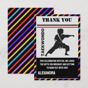 Tarjeta De Agradecimiento Fiesta de cumpleaños de Taekwondo, Jugadora de Tae