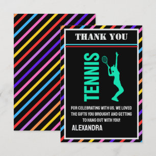 Tarjeta De Agradecimiento Fiesta de Cumpleaños de Tenis, Jugadora de Tenis