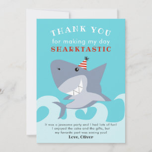 Tarjeta De Agradecimiento Fiesta de Cumpleaños de Tiburón Sharktastic