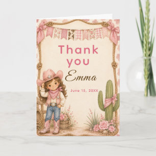 Tarjeta De Agradecimiento Fiesta de Cumpleaños de Vaquera Rosa