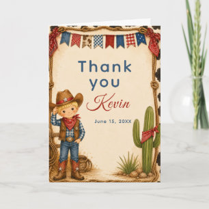 Tarjeta De Agradecimiento Fiesta de Cumpleaños de Vaquero