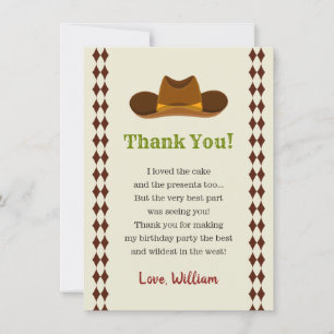 Tarjeta De Agradecimiento Fiesta de cumpleaños de vaquero Rodeo del Salvaje 