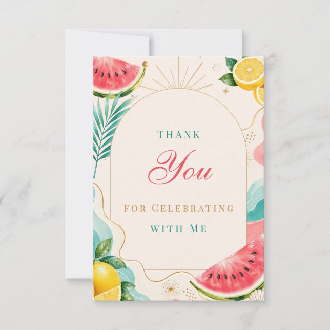 Tarjeta De Agradecimiento Fiesta de Cumpleaños de Verano  (Anverso)
