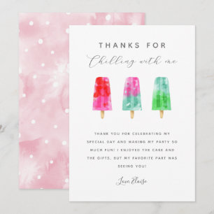 Tarjeta De Agradecimiento Fiesta de Cumpleaños de Verano con Paletas