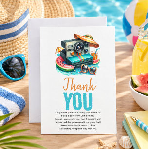 Tarjeta De Agradecimiento Fiesta de cumpleaños de verano en la piscina 2