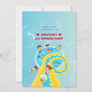 Tarjeta De Agradecimiento Fiesta de cumpleaños de verano para el deslizamien