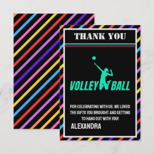 Tarjeta De Agradecimiento Fiesta de cumpleaños de voleibol, jugadora de vole