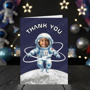 Tarjeta De Agradecimiento Fiesta de Cumpleaños del Astronauta 1er Viaje Alre