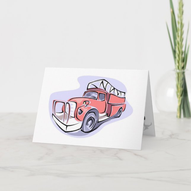 Tarjeta De Agradecimiento Fiesta de Cumpleaños del Camión de Bomberos para N (Anverso)