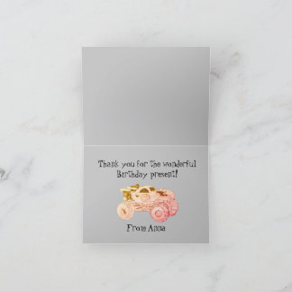 Tarjeta De Agradecimiento Fiesta de Cumpleaños del Camión Monstruo de la Son