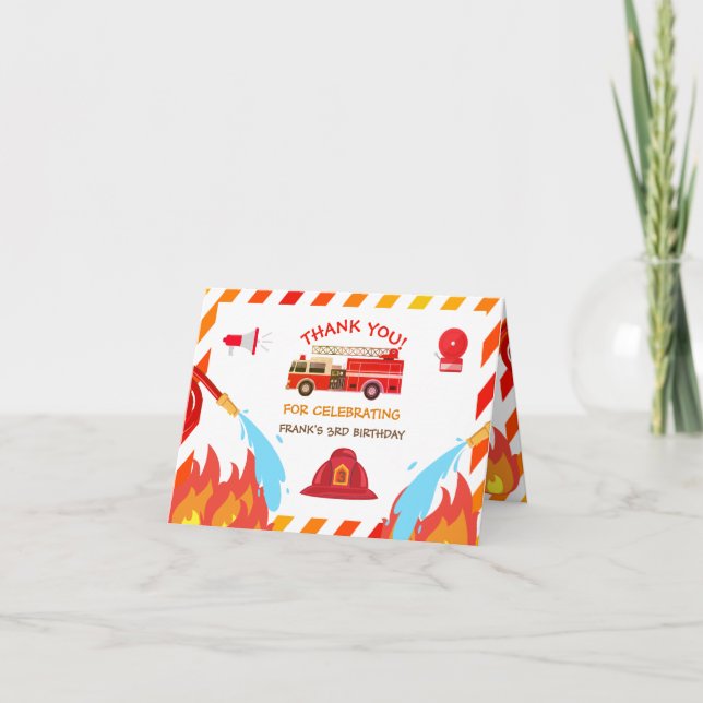 Tarjeta De Agradecimiento Fiesta de cumpleaños del Camión Rojo Gracias (Anverso)