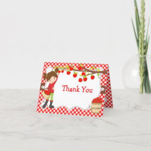 Tarjeta De Agradecimiento Fiesta de cumpleaños del Chica Apple Picking Brune