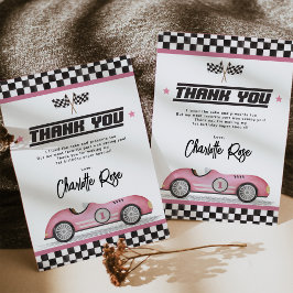 Tarjeta De Agradecimiento Fiesta de cumpleaños del Chica de autos de carrera