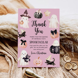 Tarjeta De Agradecimiento Fiesta de cumpleaños del Chica de Halloween