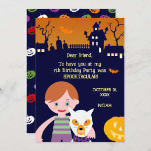 Tarjeta De Agradecimiento Fiesta de cumpleaños del disfraz de Halloween