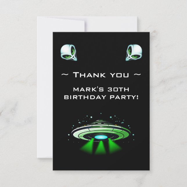 Tarjeta De Agradecimiento Fiesta de cumpleaños del espacio de secuestro de O (Anverso)