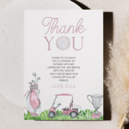 Tarjeta De Agradecimiento Fiesta de Cumpleaños del Golf Par-Tee Pink