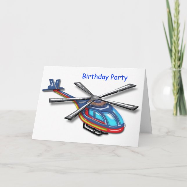 Tarjeta De Agradecimiento Fiesta de cumpleaños del helicóptero volador alto (Anverso)