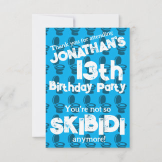 Tarjeta De Agradecimiento Fiesta de Cumpleaños del Inodoro Skibidi