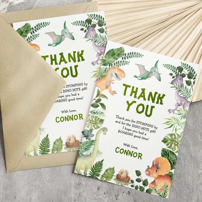 Tarjeta De Agradecimiento Fiesta de cumpleaños del niño de los dinosaurios j (Subido por el creador)