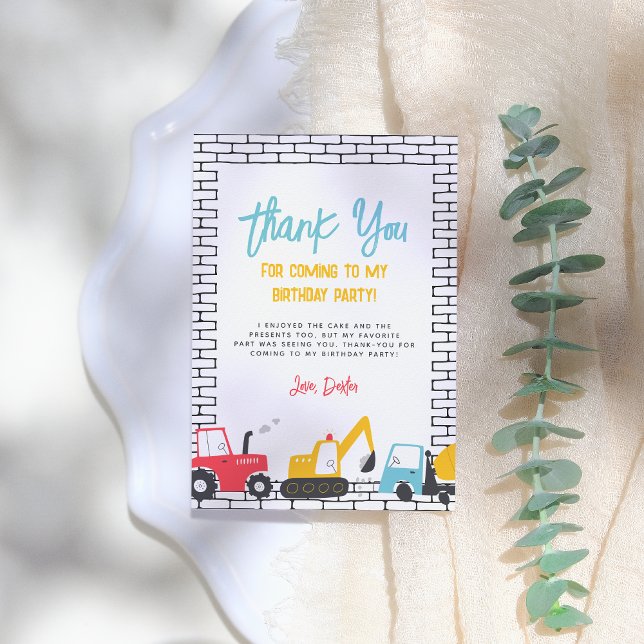 Tarjeta De Agradecimiento Fiesta de cumpleaños del niño de los vehículos de  (Subido por el creador)