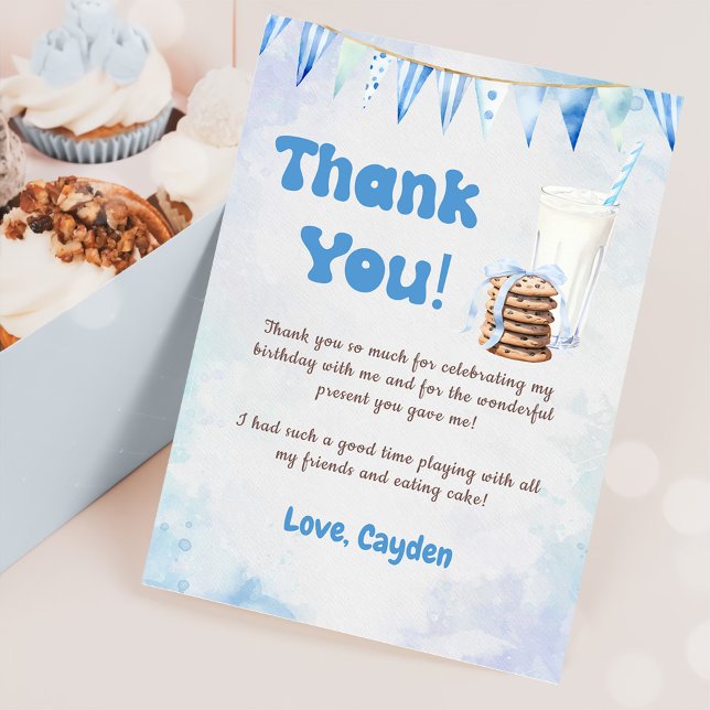 Tarjeta De Agradecimiento Fiesta De Cumpleaños Del Niño Milán Y Cookies (Subido por el creador)