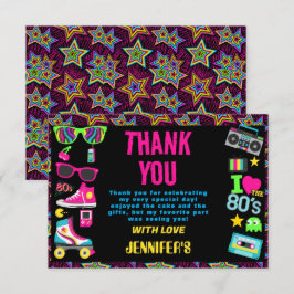 Tarjeta De Agradecimiento Fiesta de cumpleaños del personalizado Retro Neon