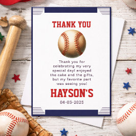 Tarjeta De Agradecimiento Fiesta de Cumpleaños del Primer Año de Béisbol
