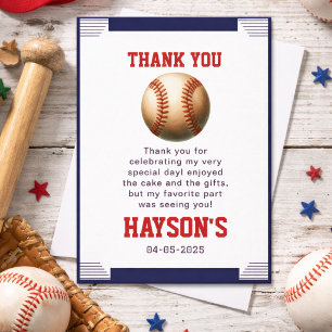 Tarjeta De Agradecimiento Fiesta de Cumpleaños del Primer Año de Béisbol