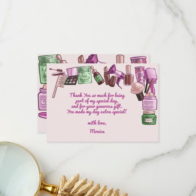 Tarjeta De Agradecimiento Fiesta de cumpleaños del spa de belleza (Anverso/Reverso In Situ)