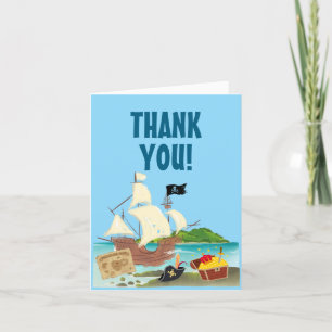 Tarjeta De Agradecimiento Fiesta de Cumpleaños del Tesoro Pirata Gracias