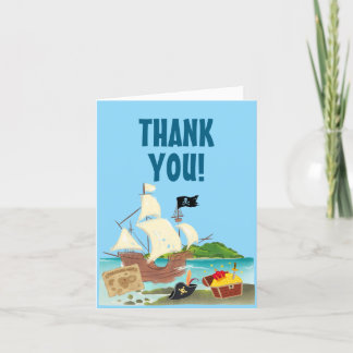 Tarjeta De Agradecimiento Fiesta de Cumpleaños del Tesoro Pirata Gracias