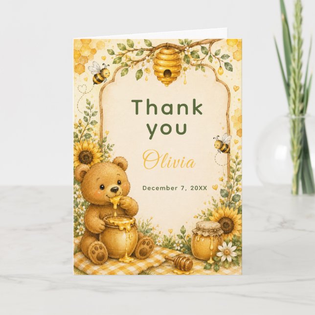 Tarjeta De Agradecimiento Fiesta de cumpleaños Dulce como la Miel (Anverso)