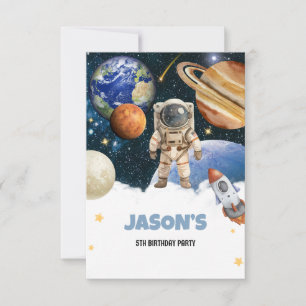 Tarjeta De Agradecimiento Fiesta de cumpleaños en el espacio exterior astron