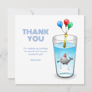 Tarjeta De Agradecimiento Fiesta de Cumpleaños en la Piscina