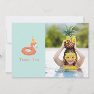 Tarjeta De Agradecimiento fiesta de cumpleaños en la piscina de flamencos fo