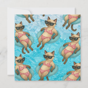 Tarjeta De Agradecimiento Fiesta de Cumpleaños en la Piscina para Amantes de