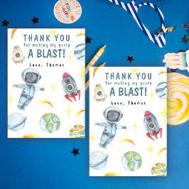 Tarjeta De Agradecimiento Fiesta de cumpleaños espacial astronauta