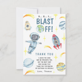 Tarjeta De Agradecimiento Fiesta de Cumpleaños Espacial de Astronauta